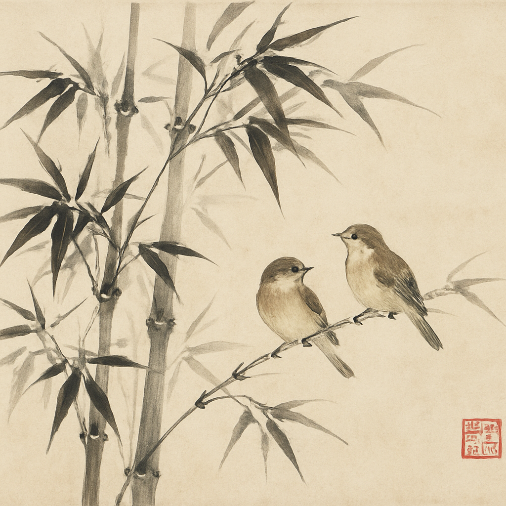 《竹报平安》水墨