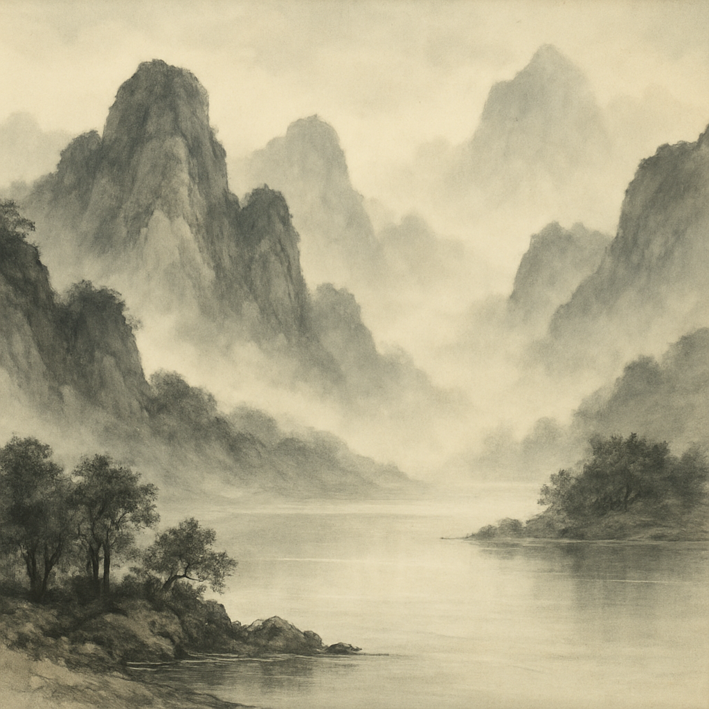 《溪山清远》水彩